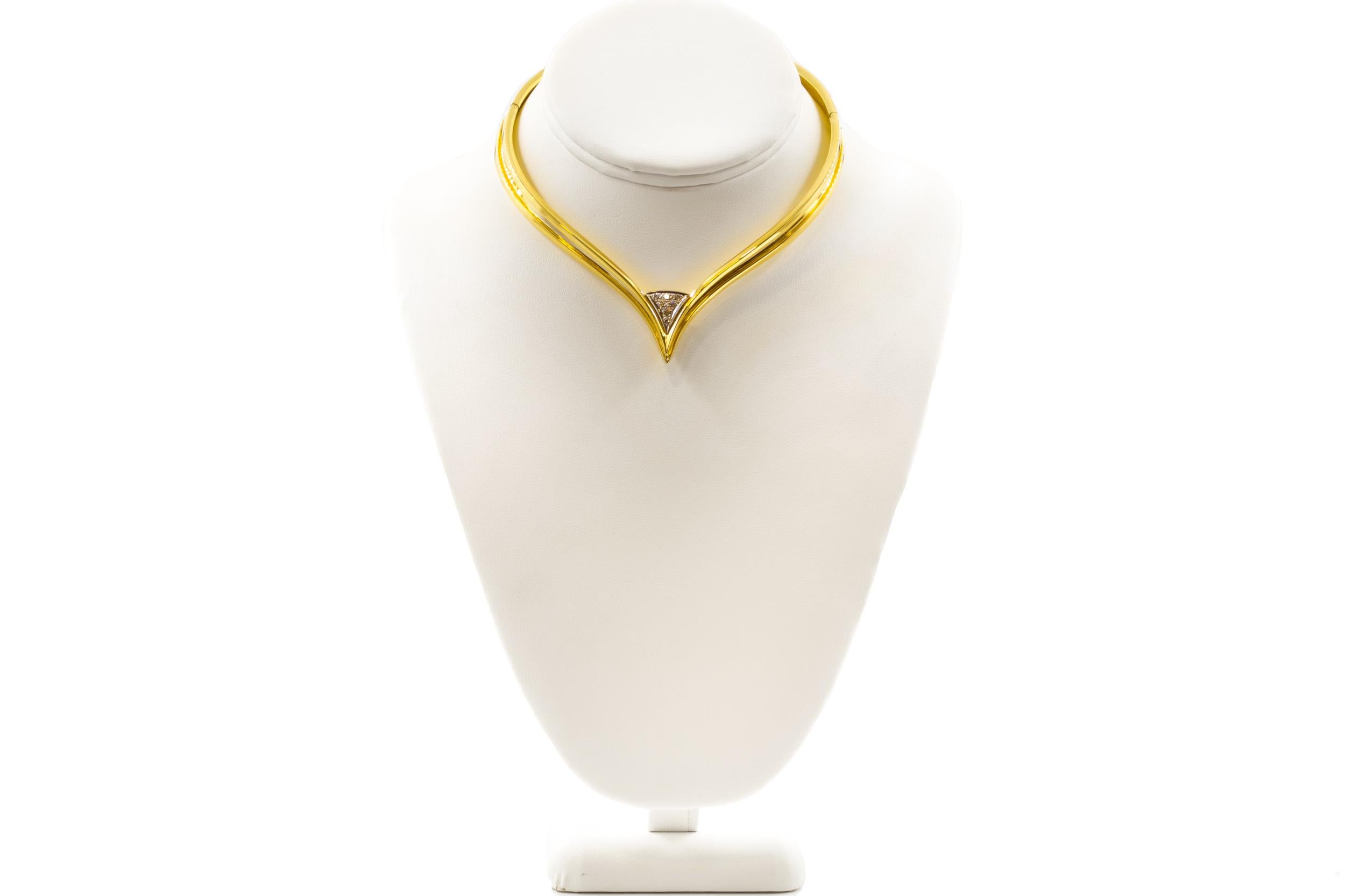 ITALIAN 18K YELLOW GOLD TEARDROP CHOKER WITH 7 DIAMONDS
Marked 