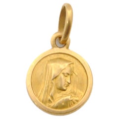 1950's Italian 18K Gold Virgin Mary Small Coin Charm