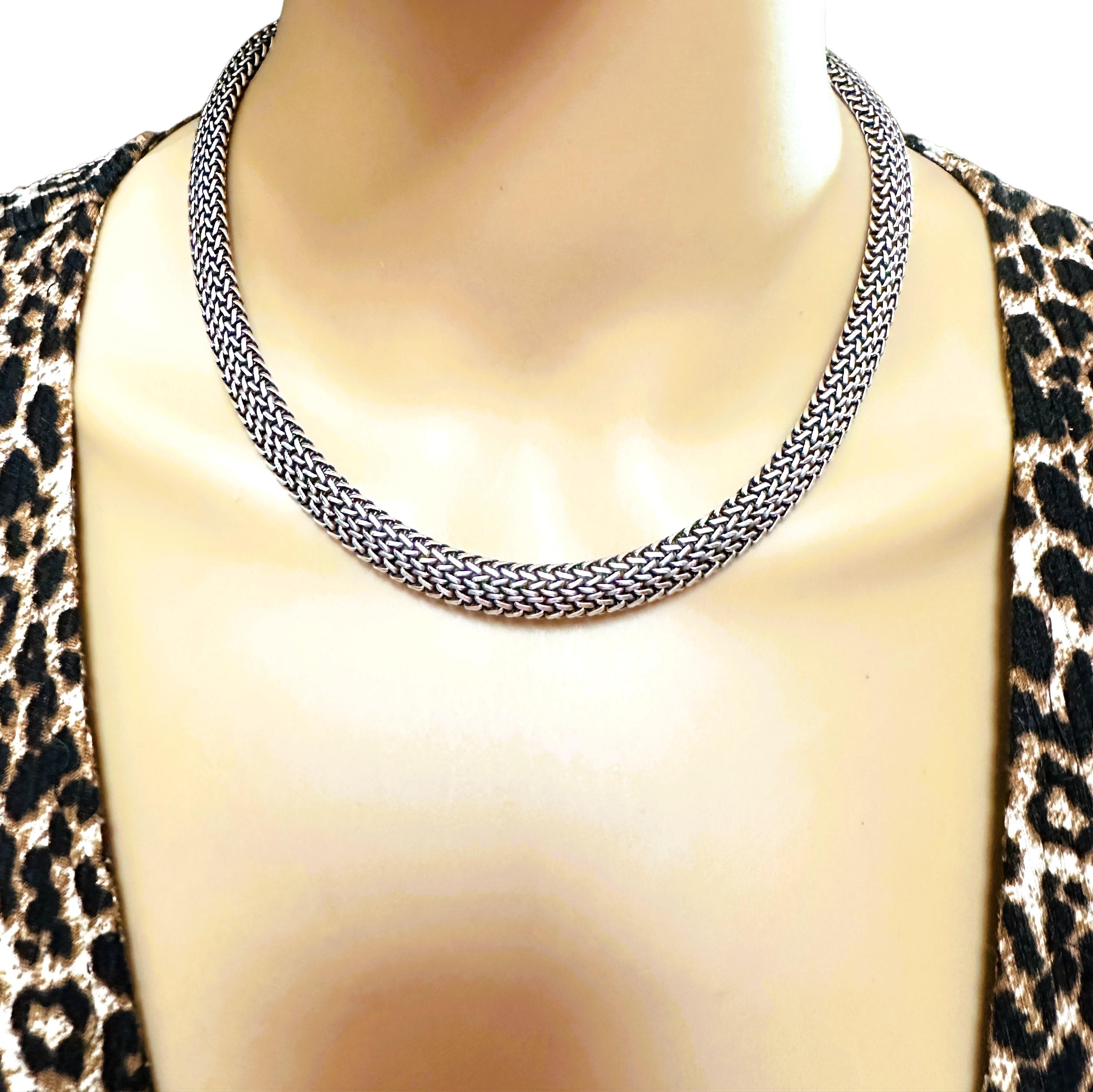 Women's Vintage Italian 18k & Sterling Silver Flli Menegatti Woven Necklace 17