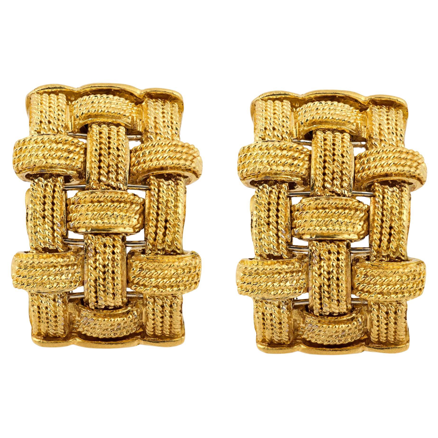 Vintage Italian 18k two tone gold earrings