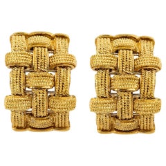 Vintage Italian 18k two tone gold earrings