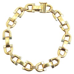Vintage Italian 18K Two-Tone Stirrup Links Bracelet