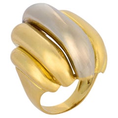 Anello cocktail italiano d
epoca in oro giallo e bianco 18 carati