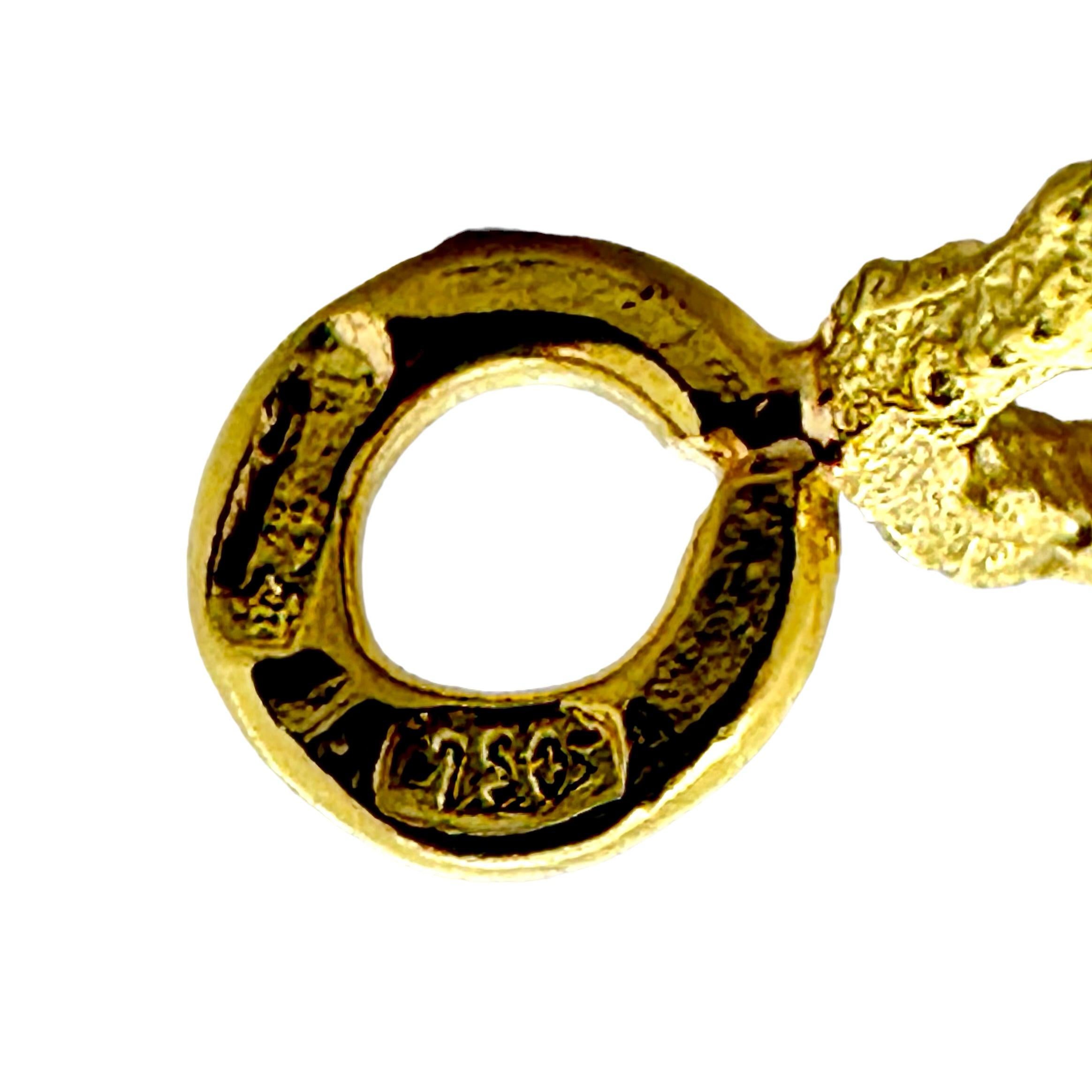 Chaîne de maillons ovales martelés italienne de 37 pouces de long en or jaune 18 carats en vente 2