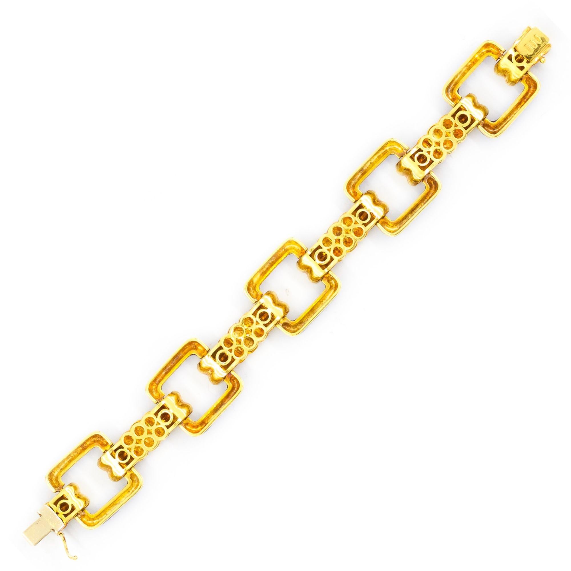 Uno-A-Erre Bracelet italien vintage en or jaune 18 carats et émail bleu cobalt en vente 4