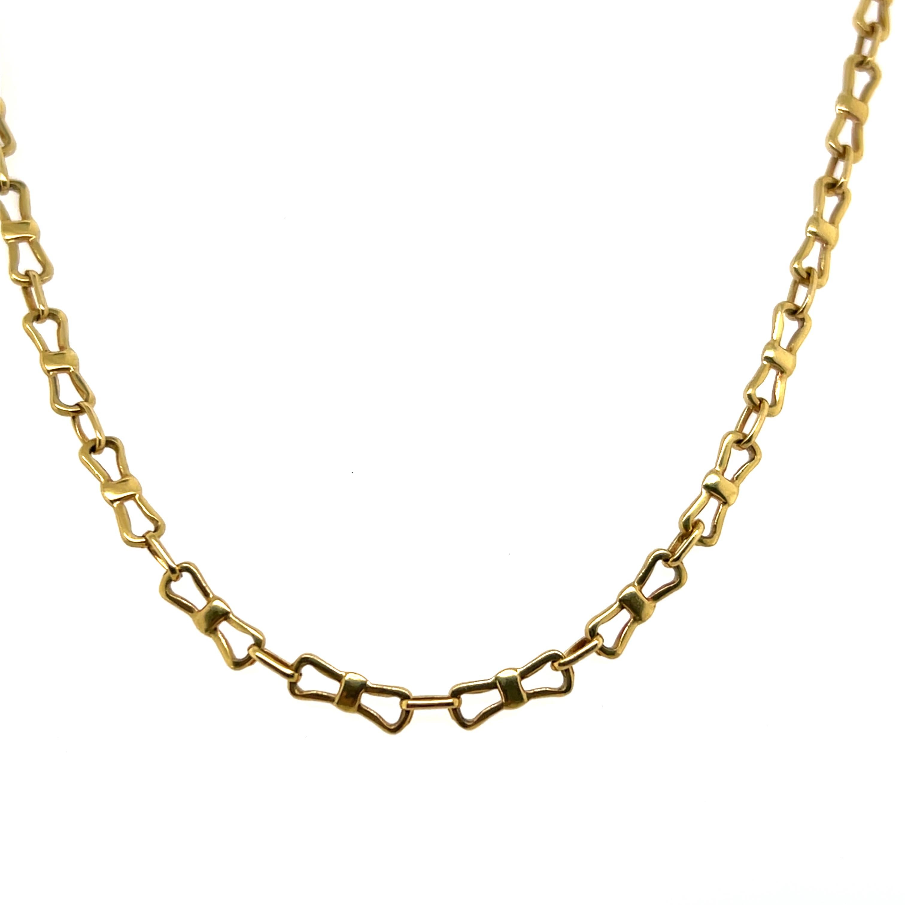 Vintage Italian 18k Yellow Gold Bowtie Link Chain Necklace (collier à maillons en or jaune) en vente 5