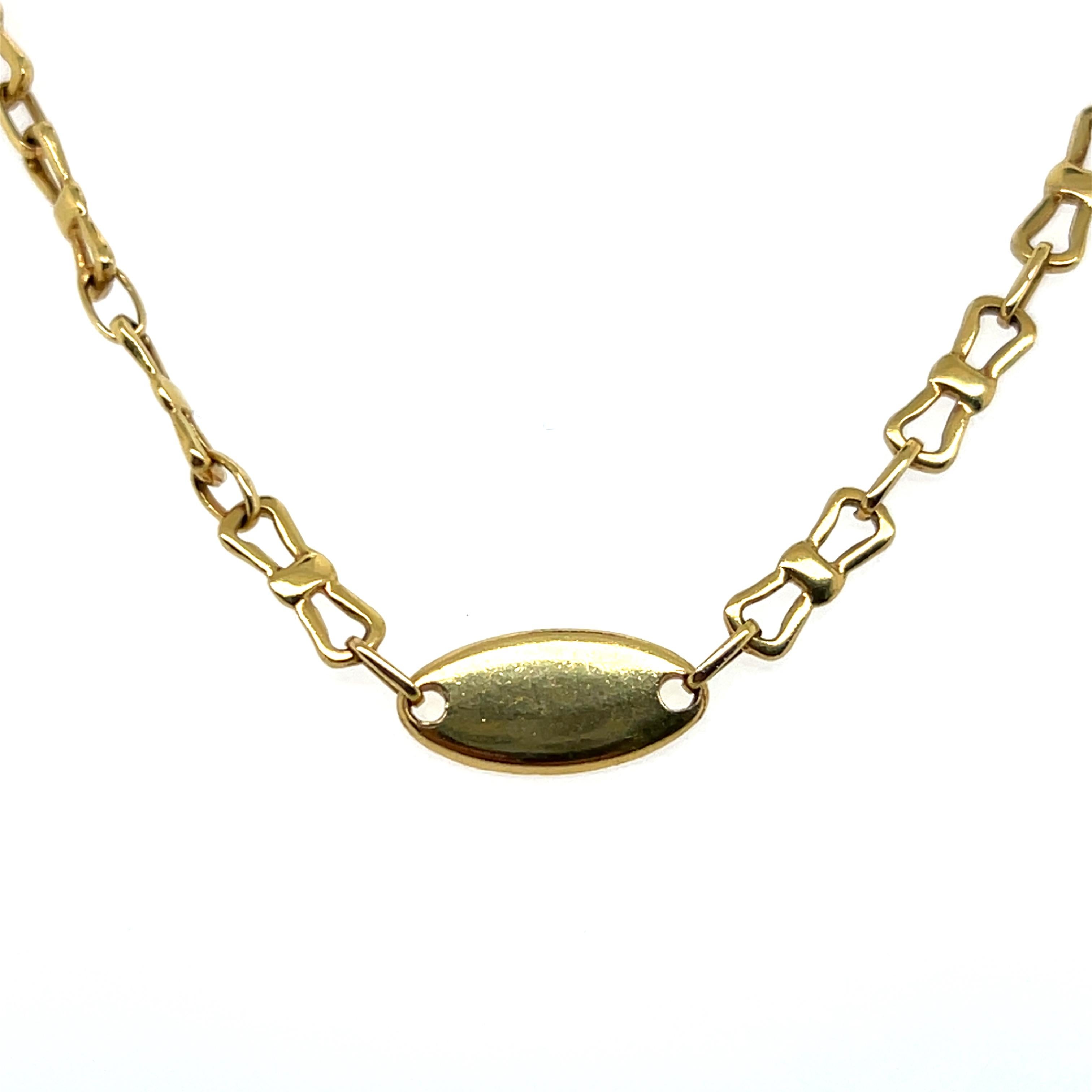 Vintage Italian 18k Yellow Gold Bowtie Link Chain Necklace (collier à maillons en or jaune) en vente 8