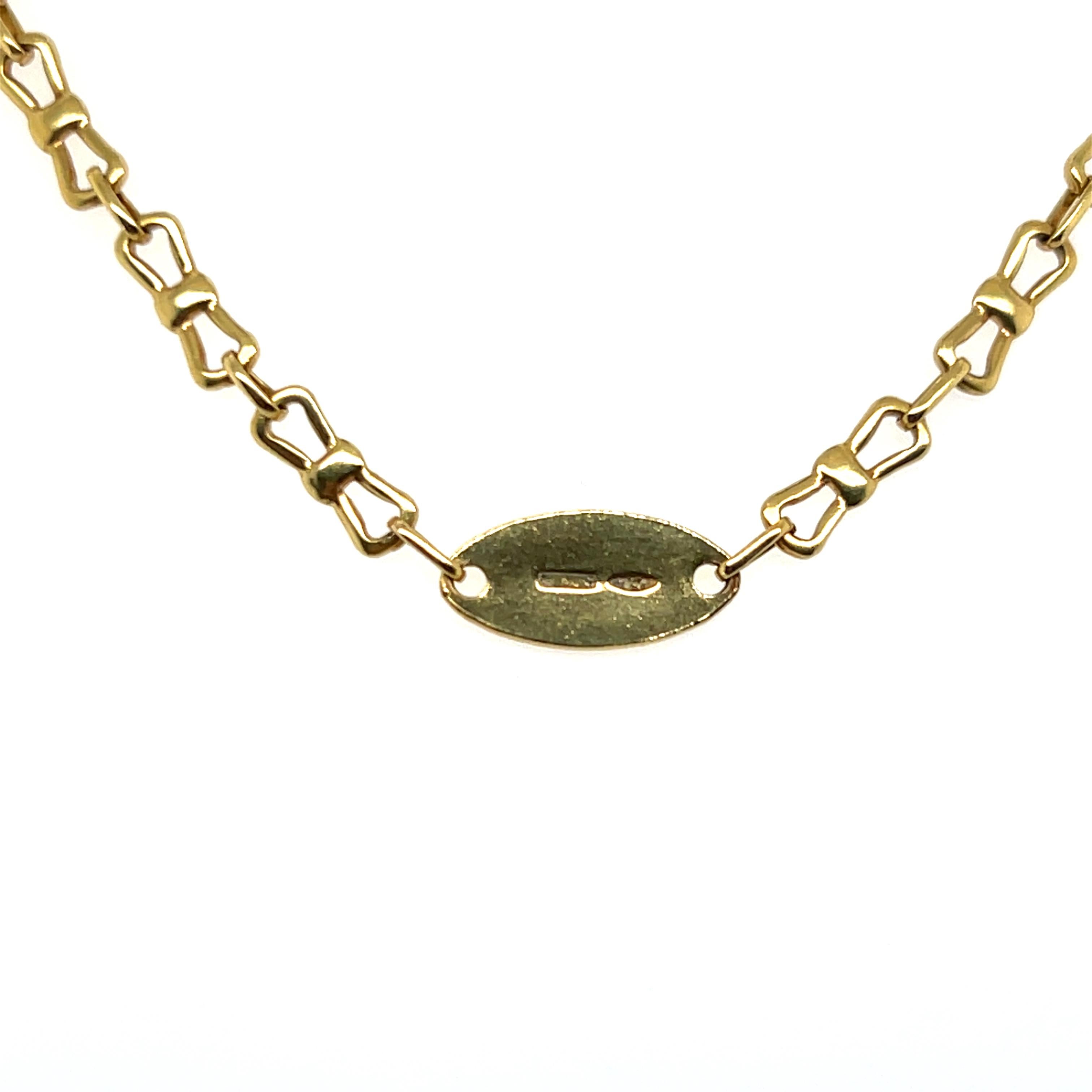 Vintage Italian 18k Yellow Gold Bowtie Link Chain Necklace (collier à maillons en or jaune) en vente 9