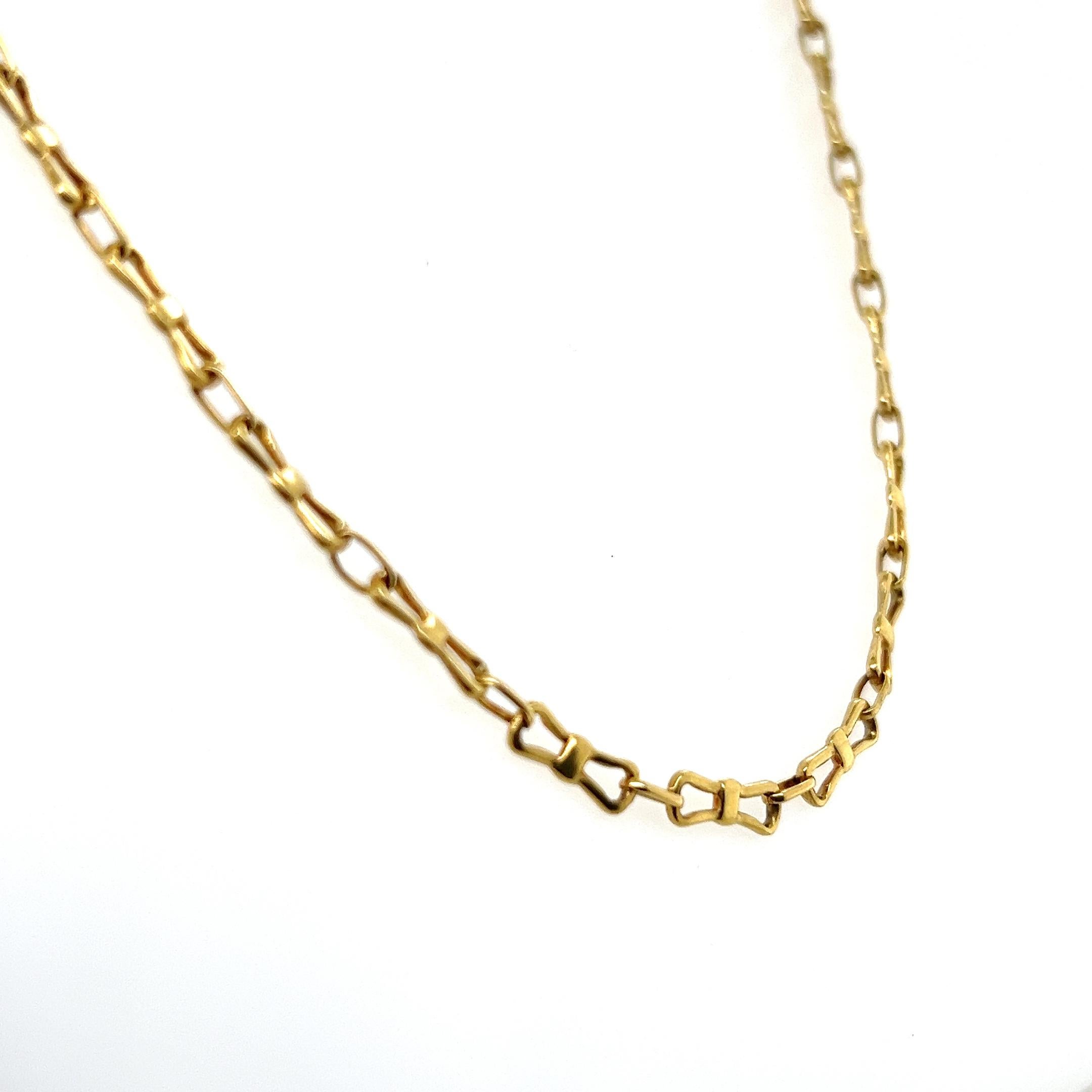 Vintage Italian 18k Yellow Gold Bowtie Link Chain Necklace (collier à maillons en or jaune) Bon état - En vente à Towson, MD
