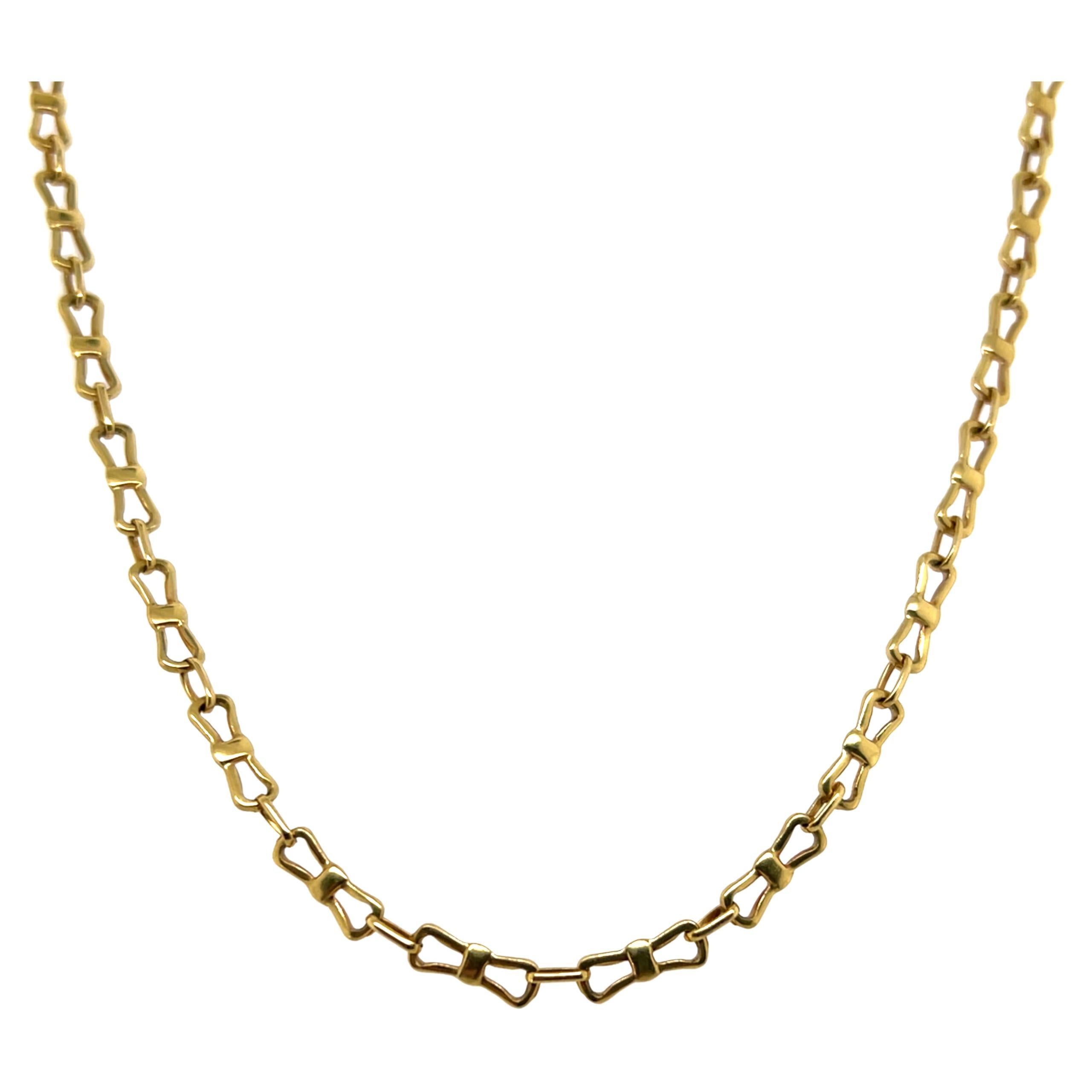 Vintage Italian 18k Yellow Gold Bowtie Link Chain Necklace