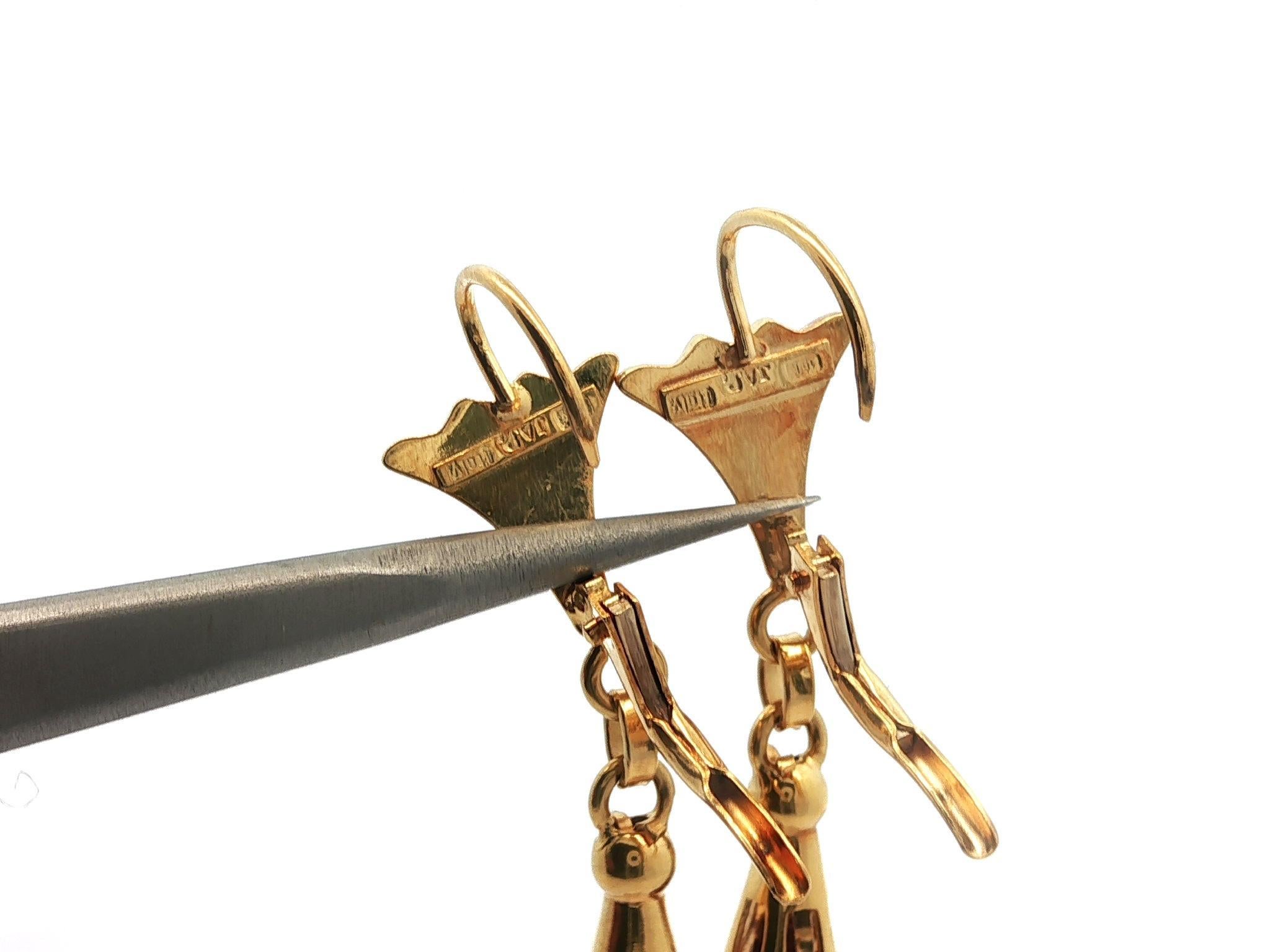 Donna Orecchini pendenti d'epoca in oro giallo 18k con briolette di ametista viola in vendita