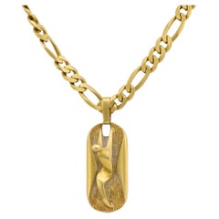 Vintage Italian 18k yellow gold chain figure pendant necklace