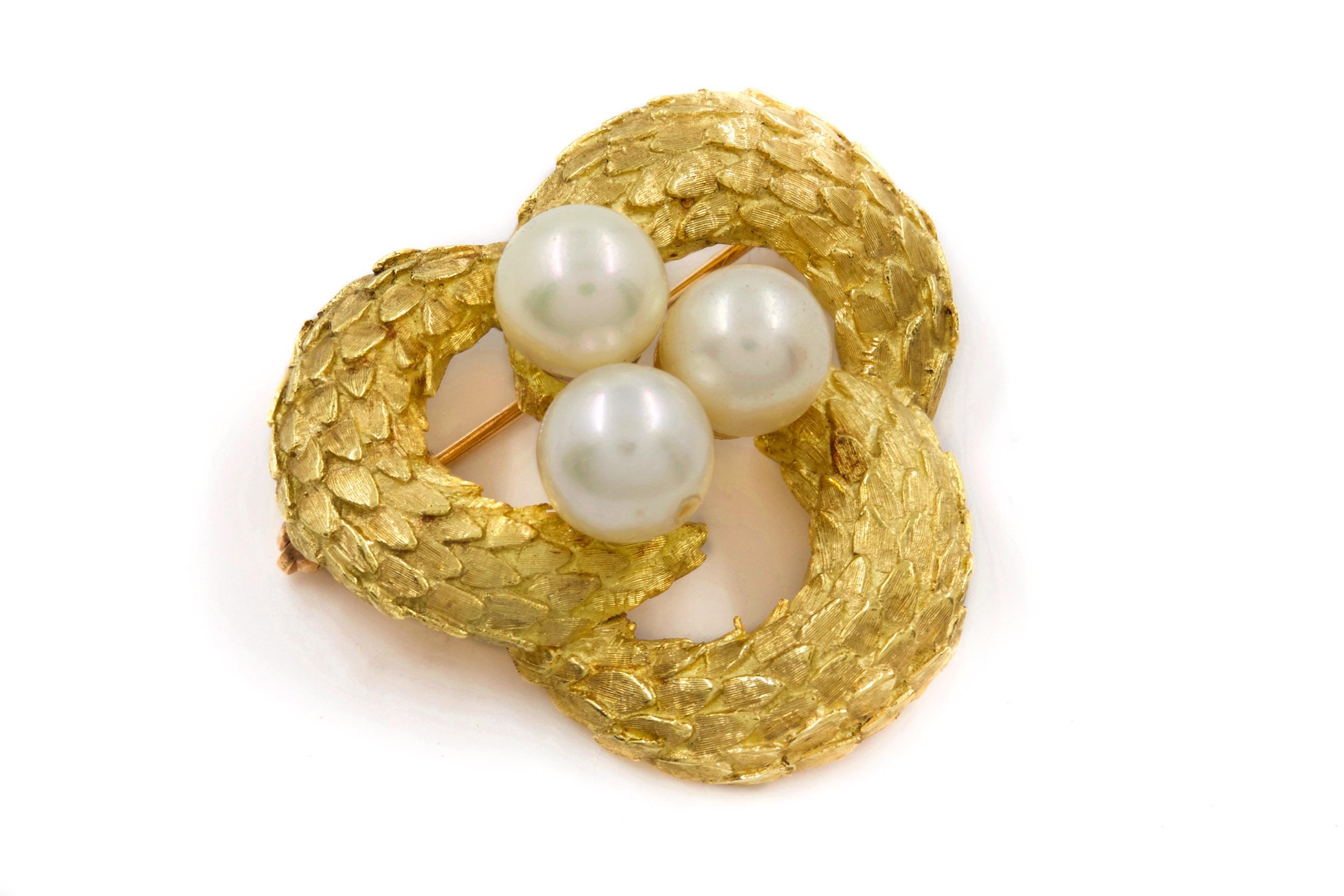 Broche italiano vintage de oro amarillo de 18 quilates 