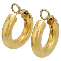 Pendientes de aro vintage italianos de oro amarillo de 18 quilates