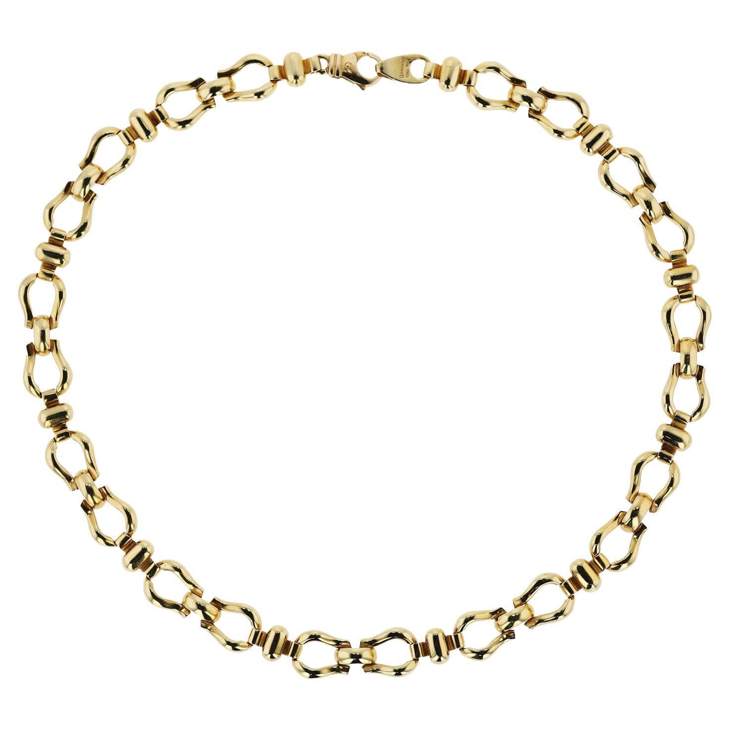 Italienische 18 Karat Gelbgold Horsebit Reiterkragen-Halskette, Vintage