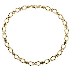 Italienische 18 Karat Gelbgold Horsebit Reiterkragen-Halskette, Vintage