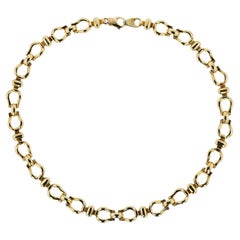 Vintage Italian 18k Yellow Gold Horsebit Equestrian Collar Necklace