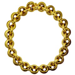 Vintage Italian Mid-Century 18K Yellow Gold Cable Link Necklace 19.5 Inches Long