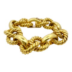 Vintage Italian 18K Yellow Gold Large Rope Style Link Bracelet