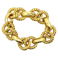 Vintage Italian 18K Yellow Gold Large Rope Style Link Bracelet