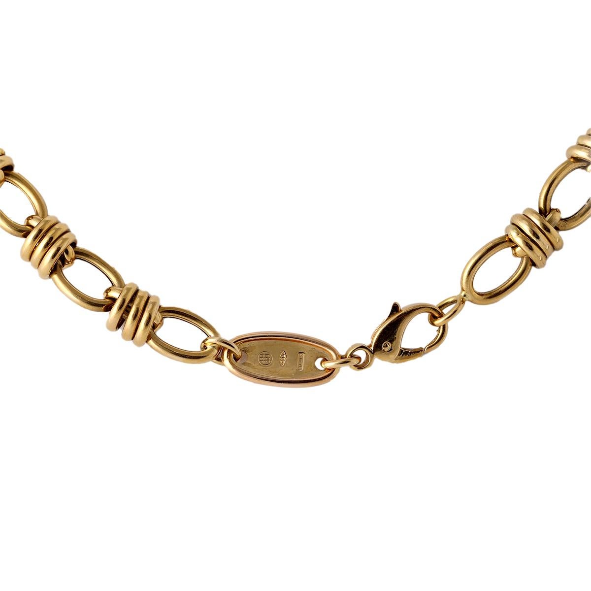Vintage Italian 18k Yellow Gold Link Necklace For Sale at 1stDibs