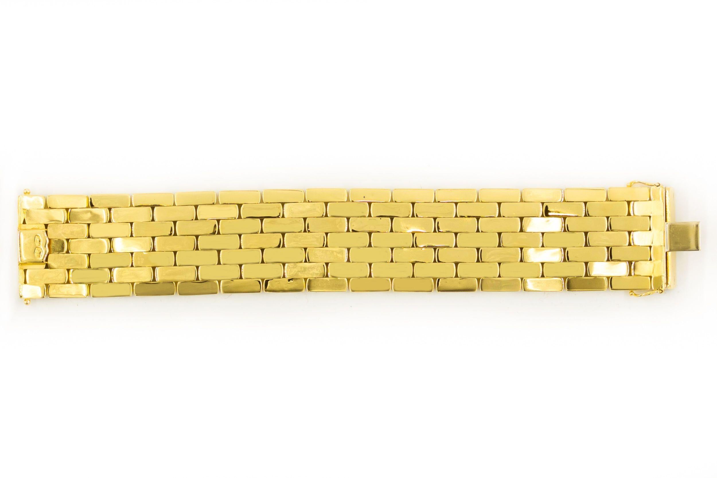 Vintage Italian 18k Yellow Gold Panther-Link Bracelet, 7