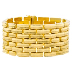 Vintage Italian 18k Yellow Gold Panther-Link Bracelet, 7" long