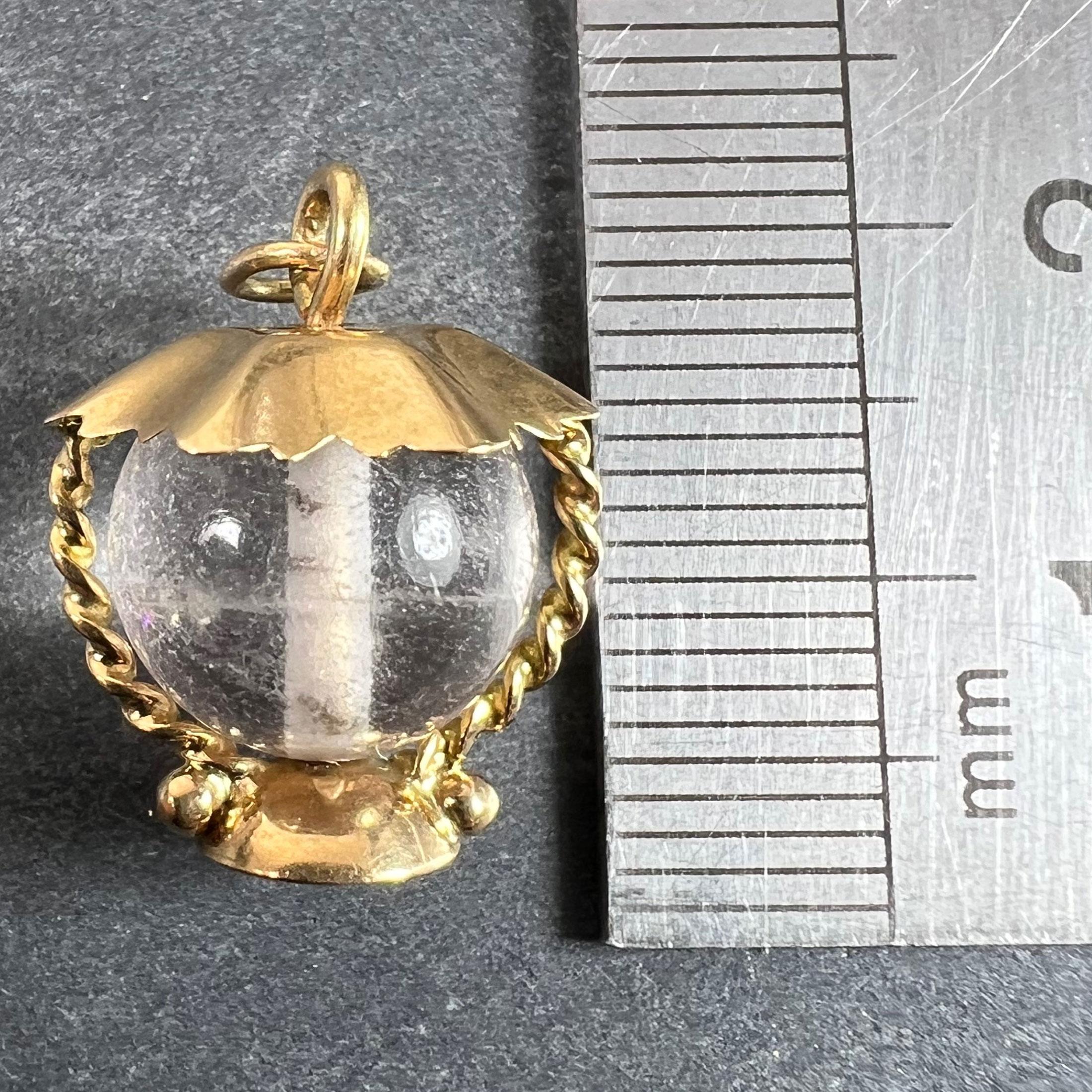 Vintage Italian 18K Gelbgold Bergkristall Quarz Sturm Laterne Charm Anhänger im Angebot 5