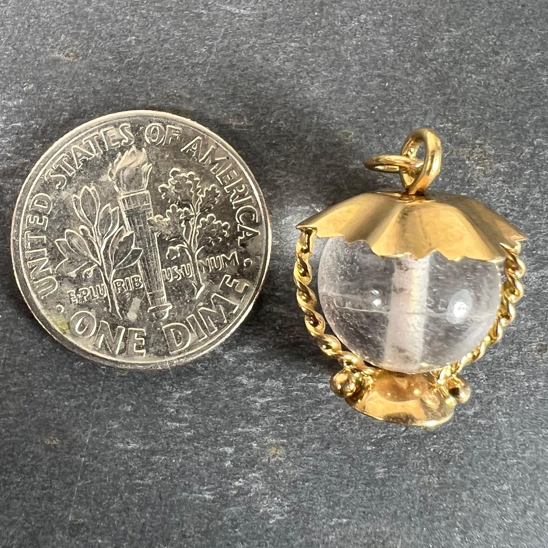 Vintage Italian 18K Gelbgold Bergkristall Quarz Sturm Laterne Charm Anhänger im Angebot 6