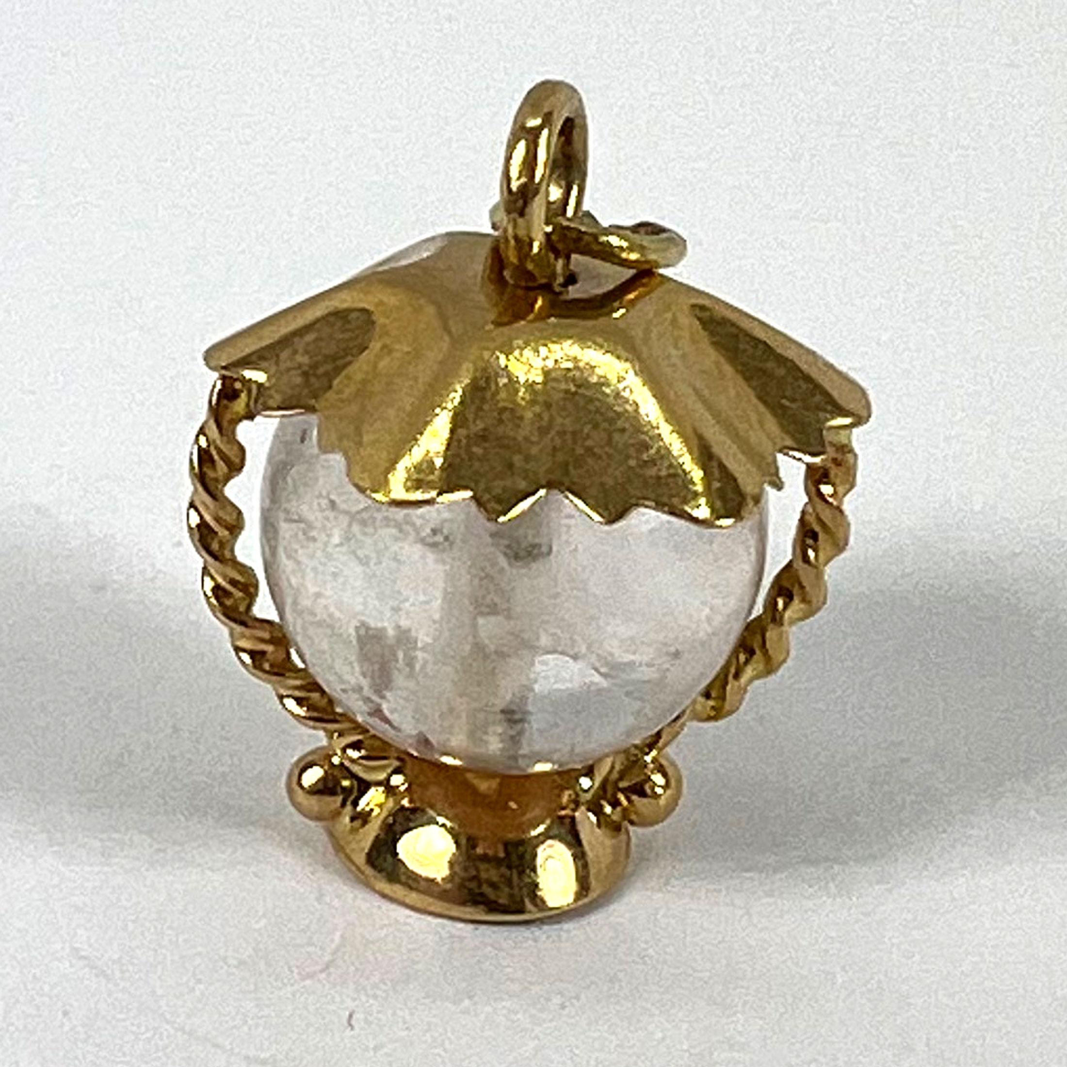 Vintage Italian 18K Gelbgold Bergkristall Quarz Sturm Laterne Charm Anhänger im Angebot 9