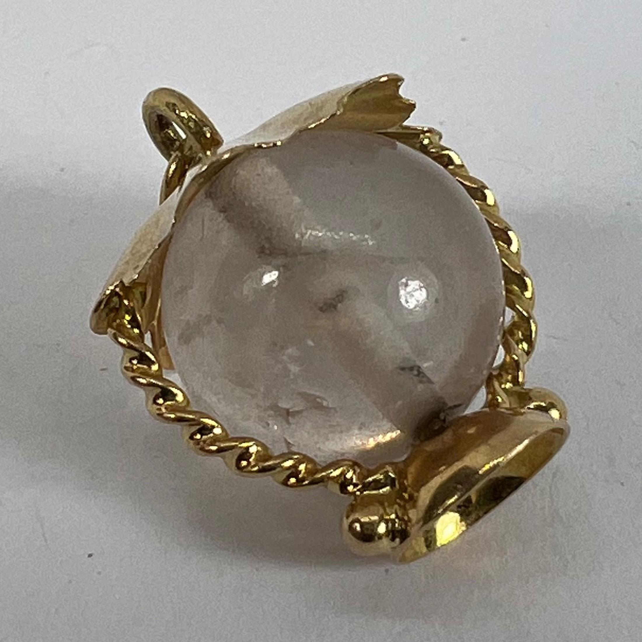 Vintage Italian 18K Gelbgold Bergkristall Quarz Sturm Laterne Charm Anhänger im Angebot 10