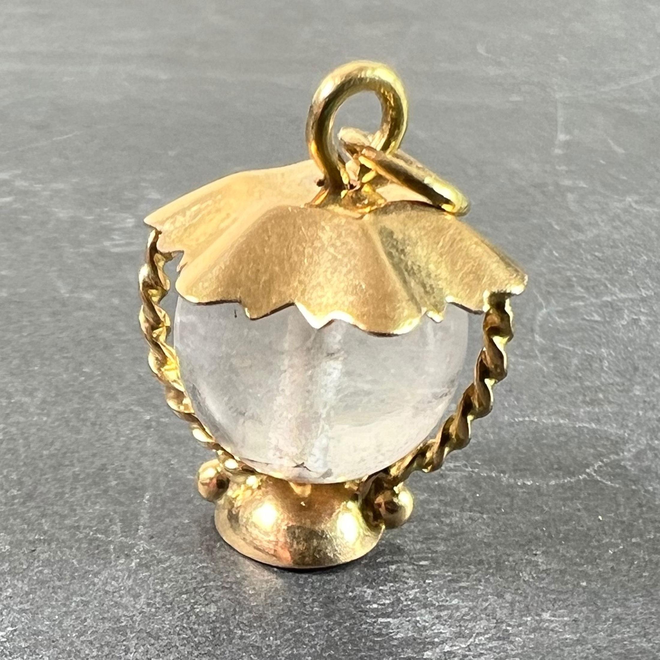 Vintage Italian 18K Gelbgold Bergkristall Quarz Sturm Laterne Charm Anhänger im Zustand „Gut“ im Angebot in London, GB