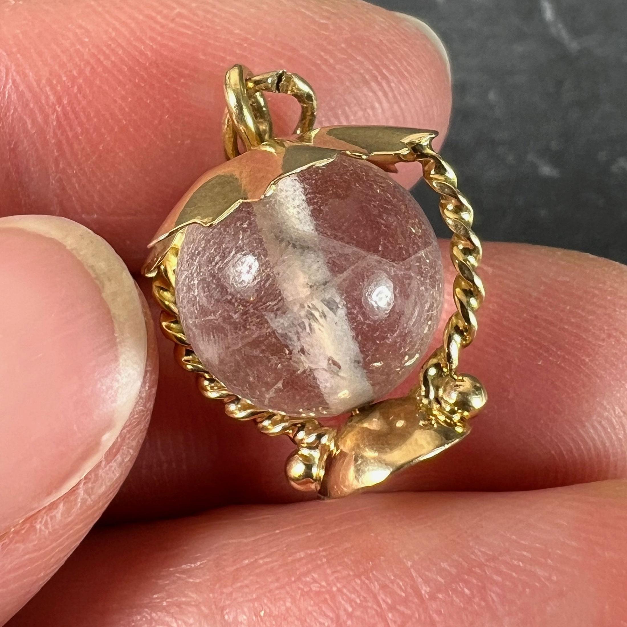 Vintage Italian 18K Gelbgold Bergkristall Quarz Sturm Laterne Charm Anhänger im Angebot 1
