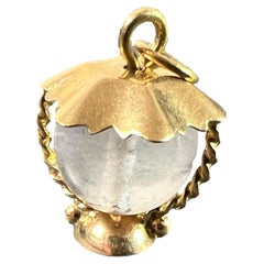 Vintage Italian 18K Gelbgold Bergkristall Quarz Sturm Laterne Charm Anhänger