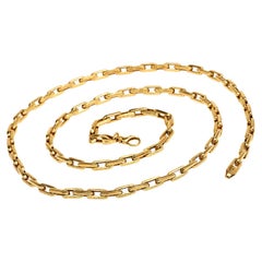 Vintage Italian 18K Yellow Gold Textured Oval Link Chain Necklace