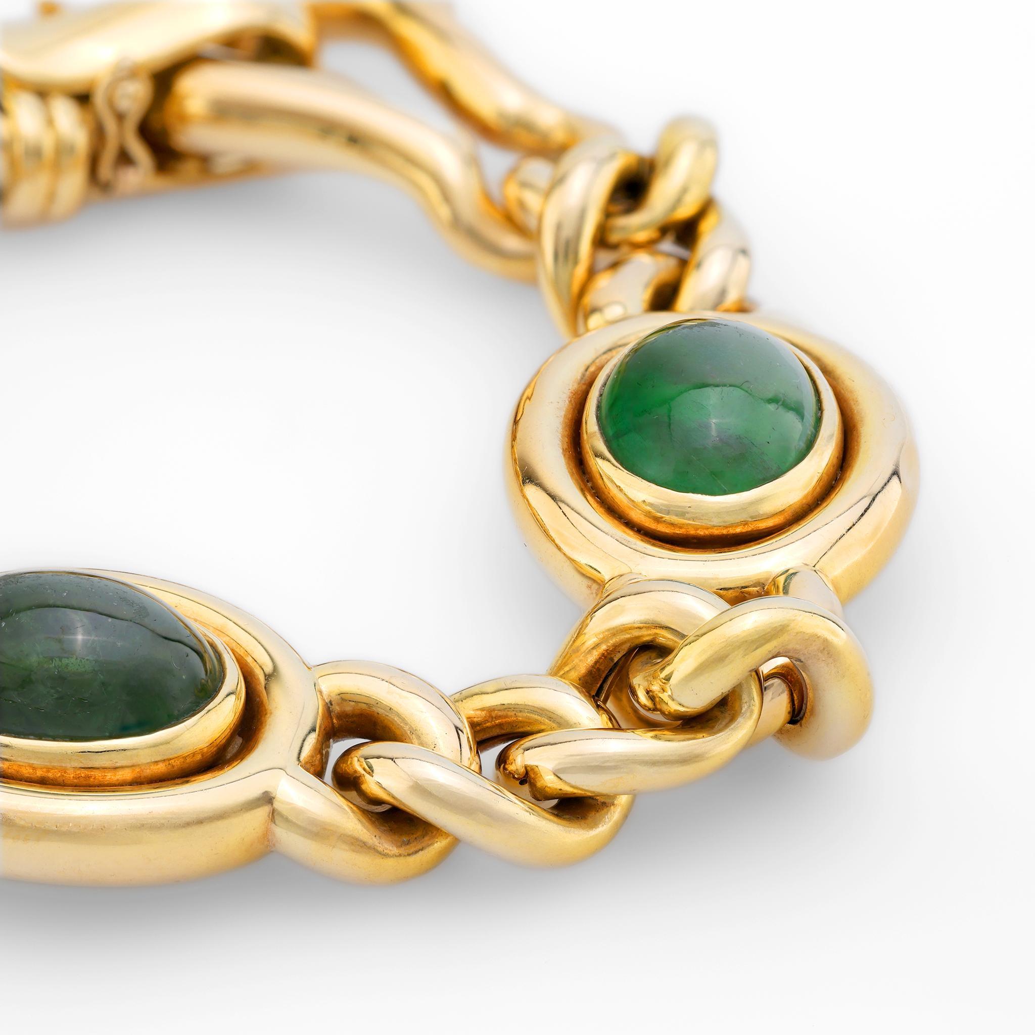 Cabochon Vintage Italian 18k yellow gold tourmaline bracelet