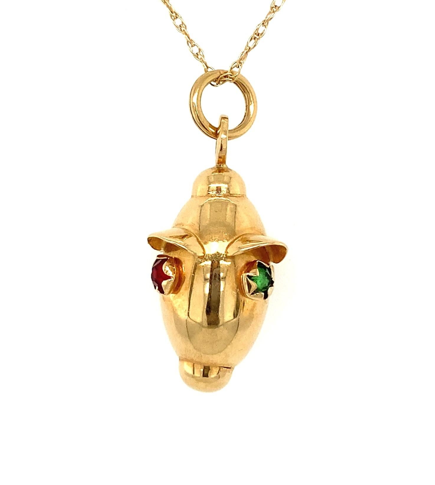 Vintage Italian 18k Yellow Gold UnoAErre Colored Glass Nautical Lantern Pendant In Good Condition In Towson, MD