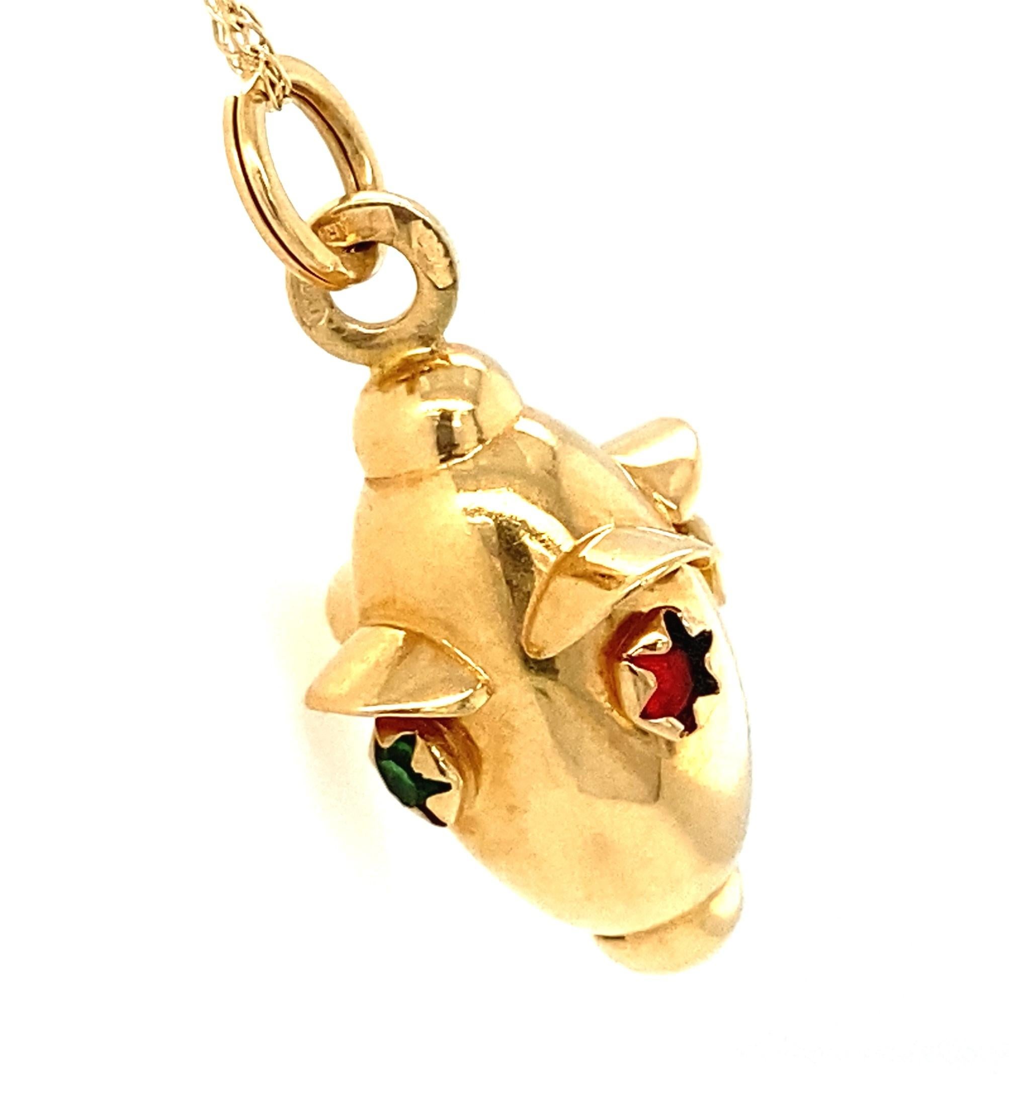 Men's Vintage Italian 18k Yellow Gold UnoAErre Colored Glass Nautical Lantern Pendant