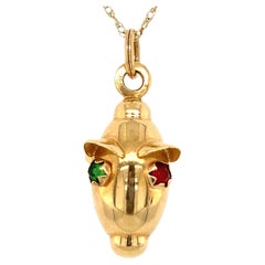 Retro Italian 18k Yellow Gold UnoAErre Colored Glass Nautical Lantern Pendant