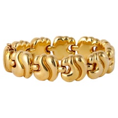 Vintage Italian 18k Yellow Gold Wave Link Bracelet