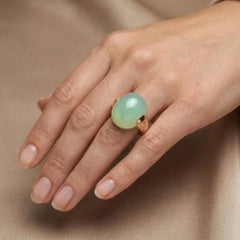 Vintage Italian 18KT Gold Dome Ring with Chrysoberyl, Circa 1990s