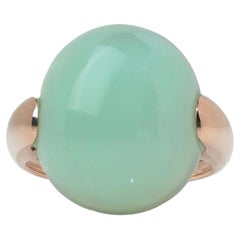 Vintage Italian 18KT Gold Dome Ring with Chrysoberyl, Circa 1990s