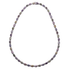 Vintage Italian 18KT White Gold Multi-Gem Necklace Vintage Italian 18KT White Gold Multi-Gem Necklace