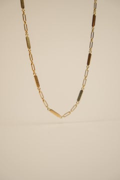 Vintage Italian 18kt Yellow Gold Bar-Link Chain Necklace, circa 1940s–1960s