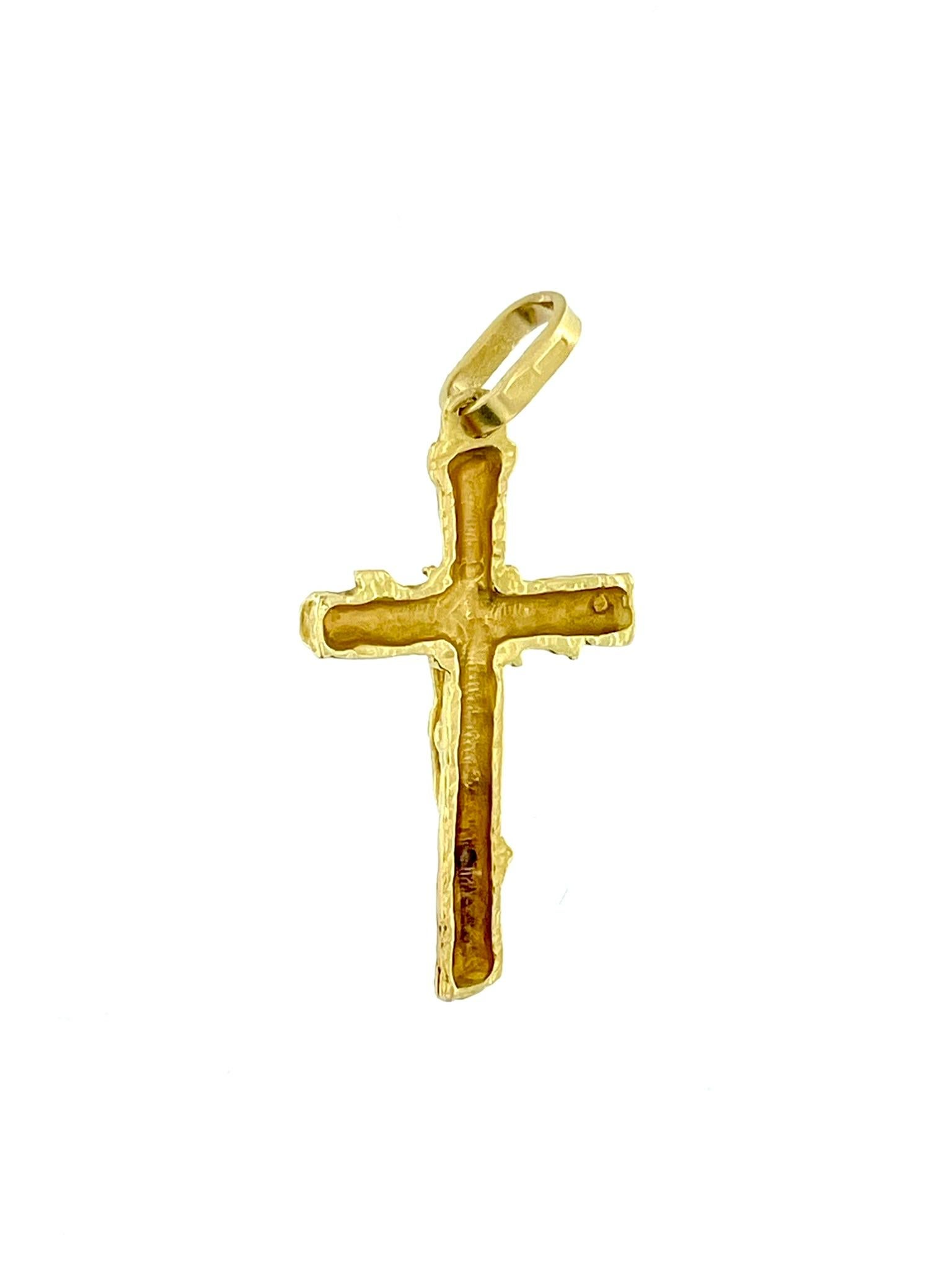 Moderne Crucifix italien vintage en or jaune 18 carats en vente