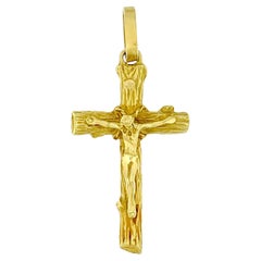 Retro Italian 18kt Yellow Gold Crucifix
