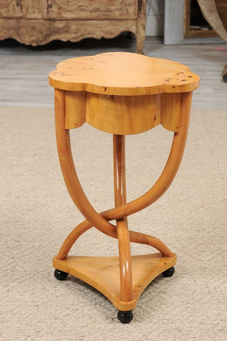 Vintage Italian 1940s Burl Wood Side Table with CloverShaped Top and Drawer at 1stDibs