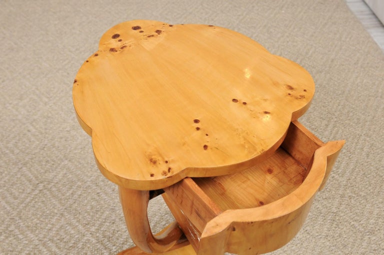 Vintage Italian 1940s Burl Wood Side Table with CloverShaped Top and Drawer at 1stDibs