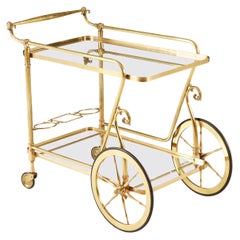 Vintage Italian 1950s Brass Drinks Trolley