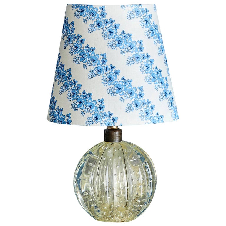 Vintage Italian 1950s Clear Murano Glass Table Lamp With Bespoke Lampshade For Sale At 1stdibs